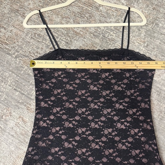 Napoli Vintage Whimsigoth Fairycore Pink & Black Lace Slip Dress with Bow Detail - Picture 5 of 8